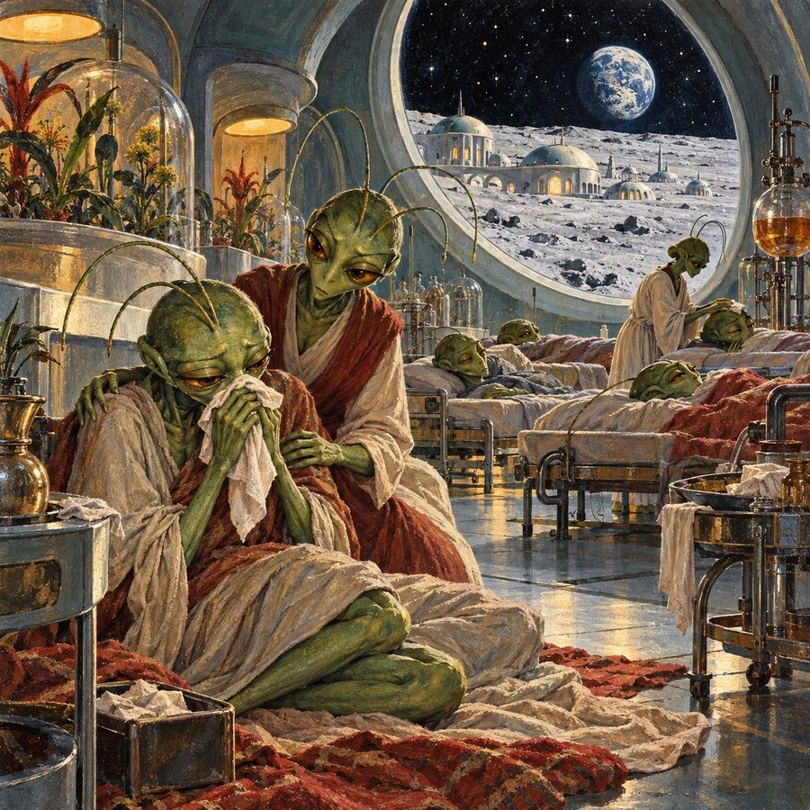 Selenites in their infirmary, struck down by the common cold